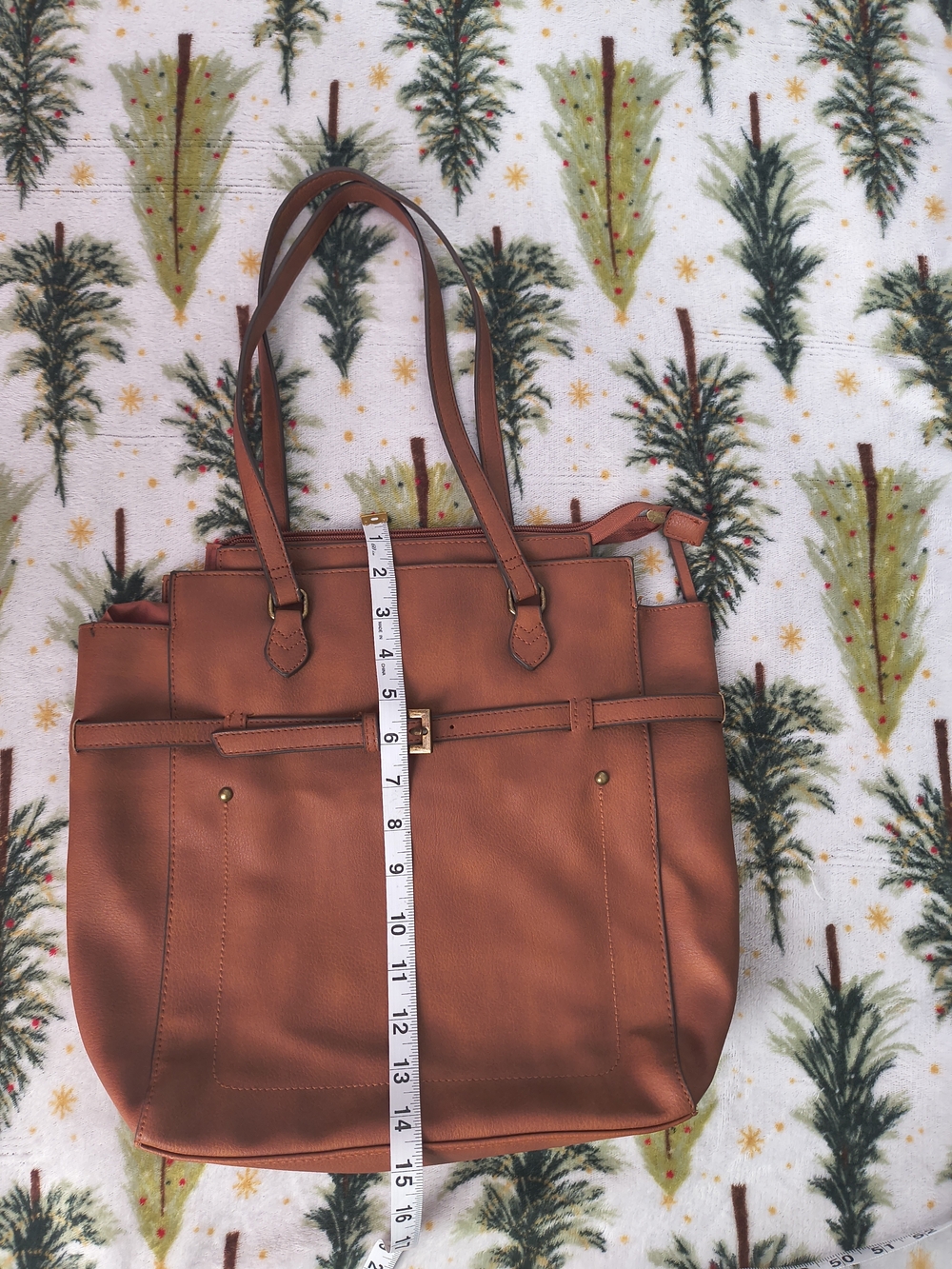 Check The Description,Classic Tan Leather Tote Bag - Structured Everyday Handbag - Picture 6 of 11